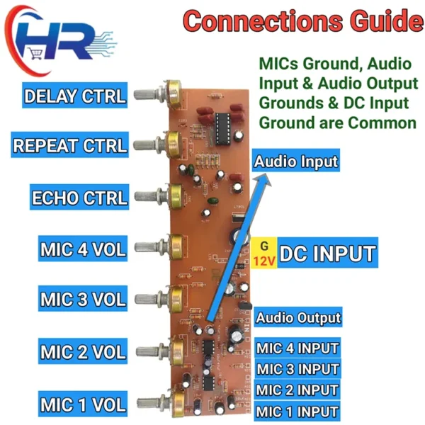 PT2399 Echo board Audio Microphone Preamplifier Reverberation Echo sound - Image 3
